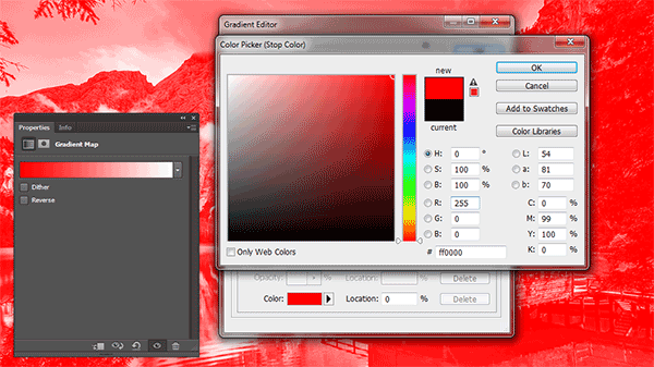 The Color picker window appear. Choose red color.