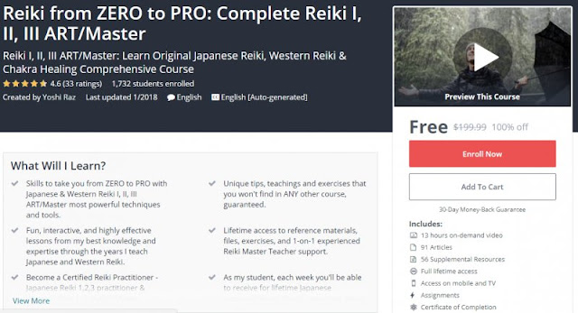 [100% Off] Reiki from ZERO to PRO: Complete Reiki I, II, III ART/Master|Worth 199,99$