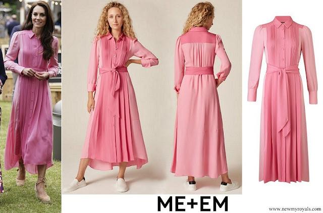 Princess of Wales wore ME+EM Colour Block Silk Shirt Dress in Sugar Pink Bubblegum