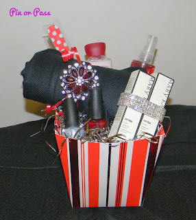 holiday glam basket for a basket raffle donation