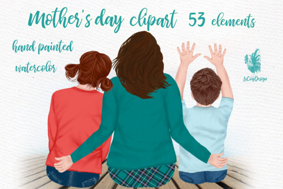 Mother and Kids Mother's Day Clipart