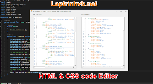 [DEVEXPRESS] How to using HTML and CSS code viewer