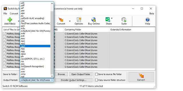 A screenshot demonstrating how to set the output format type to convert M4A to MP3