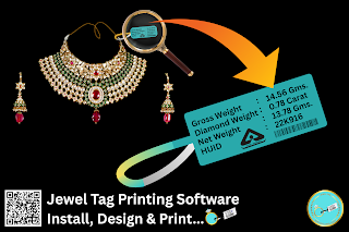 Free Jewelry Tag Label Making & Printing with Barcode, QR Code Software by Barcode Label Guru, Munim, Gemstag, Jewellery Tag,  Price Tag, Custom, Waterproof Tag, Retail, Wholesellers, Gold, Luxury, Personalized Design, SoftwareKetan.