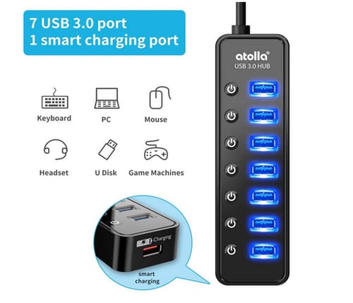 Atolla 7-Port USB Data Hub 3.0 Splitter