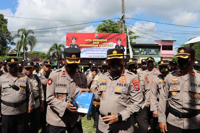 Pengamanan Pilkades Serentak Tahun 2022, Polres Blitar Kota Gelar Pasukan