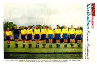 SELECCIÓN DE SUECIA - Temporada 1948-49 - Bian Rosengren, Tortsten Lindberg, Sune Andersson, Nils Liedholm, Bertil Nordahl, Erik Nilsson, Börje Leander, Gunnar Nordahl, Gunnar Gren, Kjell Rosén y Henry Carlsson - NORUEGA 3 (Gunnar Dahlen, Gunnar Thoresen, Jan Sordahl) SUECIA 5 (Gunnar Nordahl 5) - 19/09/1949 - Partido amistoso - Oslo, Noruega, estadio Ullevaal