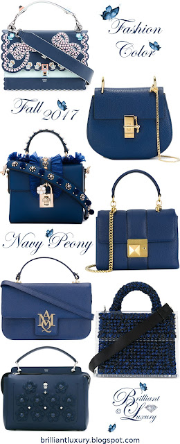 ♦Pantone Fashion Color Navy Peony Bags #pantone #bags #blue #brilliantluxury