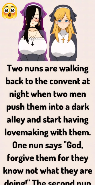 Two nuns are walking back to the convent at night