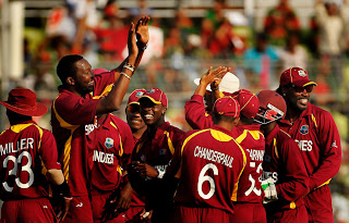 West Indies celebrated after routing Bangladesh for 58 in 18.5 overs, Bangladesh v West Indies, Group B, World Cup 2011, Mirpur, March 4, 2011
