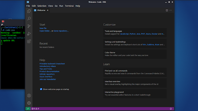 running vscode on kali linux