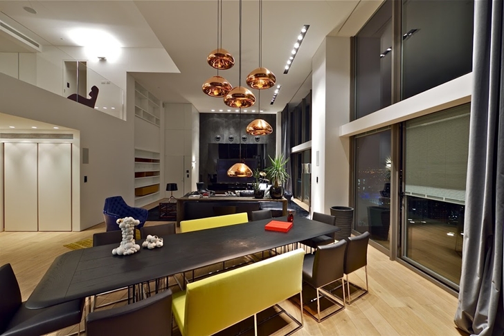 First floor furniture in Triplex penthouse apartment by Pitsou Kedem
