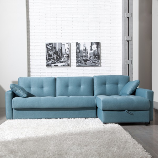 Blue Corner Sofa Bed