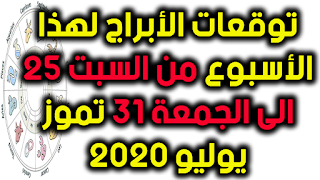 توقعات الأبراج لهذا الأسبوع من السبت 25 الى الجمعة 31 تموز يوليو 2020