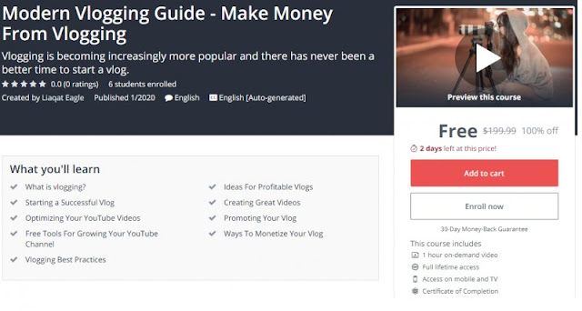 [100% Off] Modern Vlogging Guide - Make Money From Vlogging| Worth 199,99$