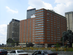 The Davivienda building in downtown Bogotá stands tall