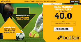 betfair supercuota champions Real Madrid gana al Plzen 7 noviembre