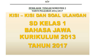 Berikut ini Kisi  kisi dan SOAL ULANGAN Semester 2 SD kelas 1 beserta jawaban   BAHASA JAWA 