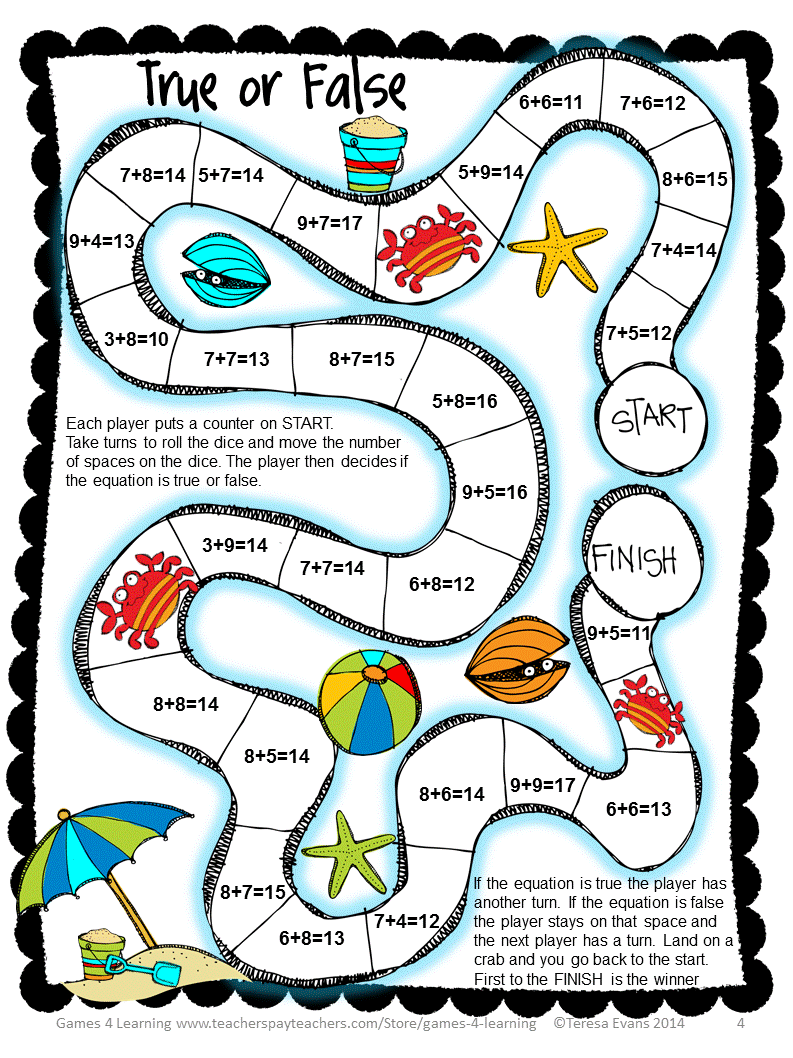 Fun Games 4 Learning: Summer Math Games Freebies and End of ...