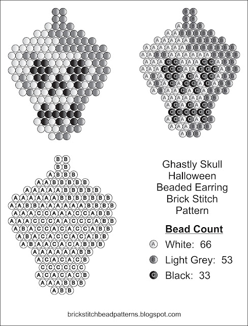 Free brick stitch seed bead earring pattern download.