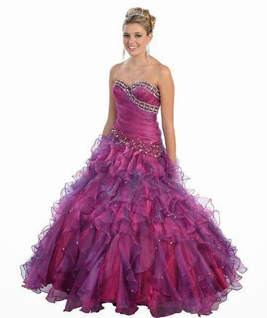 Ruffle ball gown princess prom dress