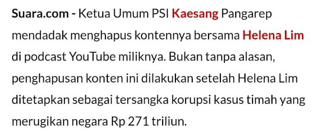 Si Kaesang Anak Jokowi Ketua Umum PSI waktu kampanye Pemilu Kaesaaang... Kaesang... Mau memiskinkan Koruptor tapi tercyduk podcast bareng Koruptor 271 T, lalu buru-buru dihapus podcastnya...