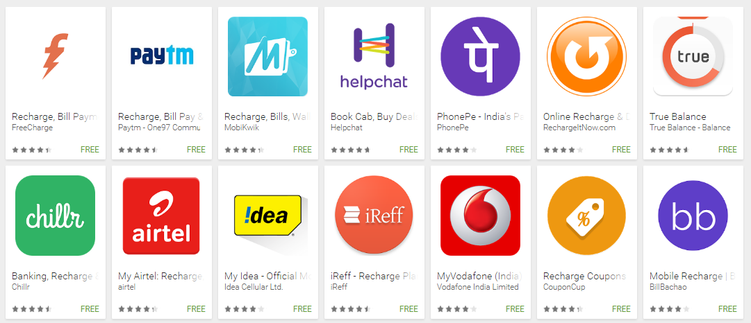 Google Play, Android Apps collection for Recharge ...
