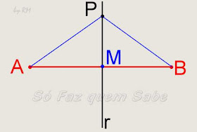 Ponto médio de um segmento de reta. Divide o segmento ao meio.
