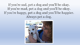Pet a dog quote with woman and puppy