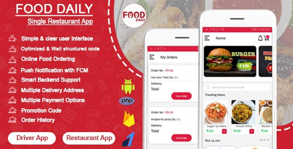 Food Daily v1.0.3 – An On-Demand Android Food Delivery App, Delivery
Boy App, and Restaurant App