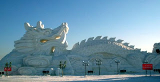 Snow Sculpture of Dragon at Sapporo Snow Festival