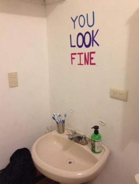 There is no mirror and in mirror replacement written you look fine,funny picture