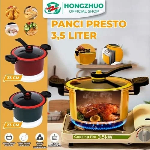 Hongzhuo Panci Presto Teflon 3.5L Anti Lengket High Quality, Solusi Memasak Praktis dan Mudah