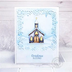 Sunny Studio Stamps: Snowflake Frame Dies Christmas Garland Frame Dies Christmas Chapel Christmas Card by Ana Anderson