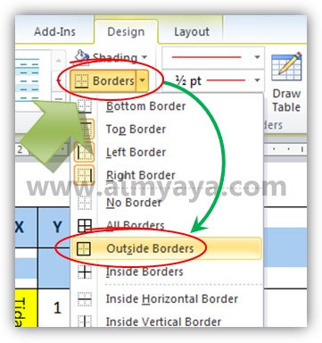  Gambar: Mengganti warna garis / border tabel di Microsoft Word 2010