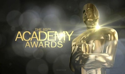 'The 85th Annual Academy Awards' graphic card with statuette