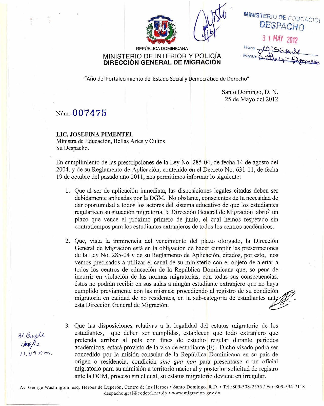 La carta de Migración al Ministerio de Educación - María Isabel Soldevila