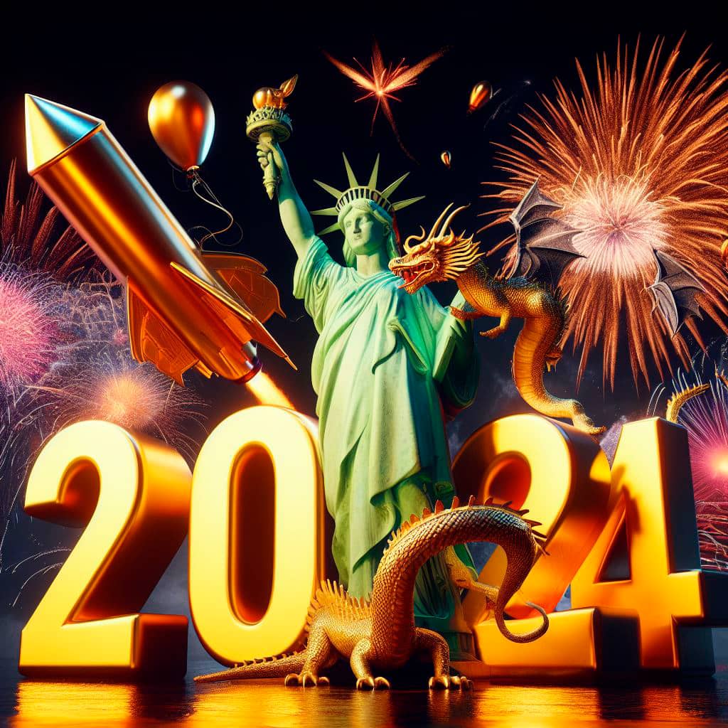 Wallpaper statue of Liberty dragon 2024