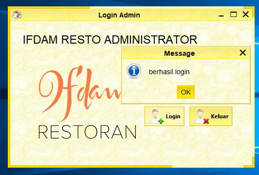 Tutorial Java : Aplikasi Reservasi Menu Pada Restoran Dekstop Java