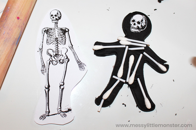Skeleton playdough activity for preschoolers