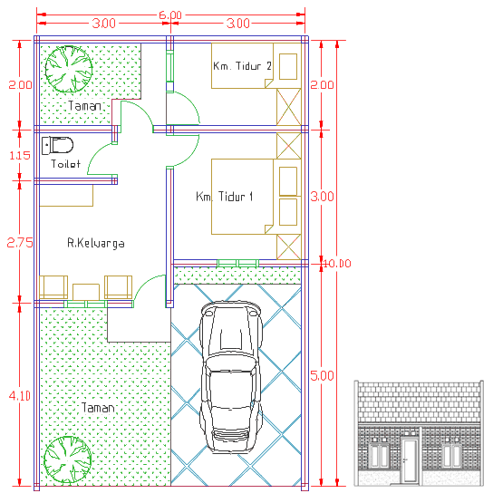 GAMBAR DENAH RUMAH TYPE 60 DAN UKURANNYA  freewaremini
