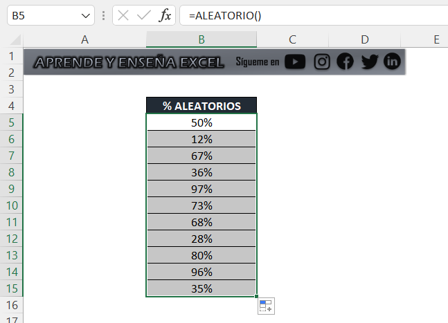 Como Generar Porcentajes Aleatorios en Excel