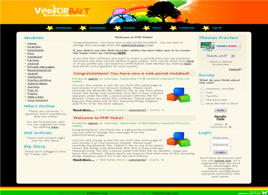 Vector Arts Phpnuke Theme Template