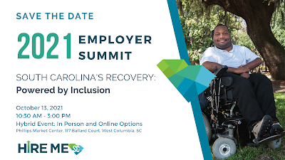 2021 Employer Summit Save the Date Oct 13 2021 10:30am to 3pm Hybrid Event Hire Me SC image