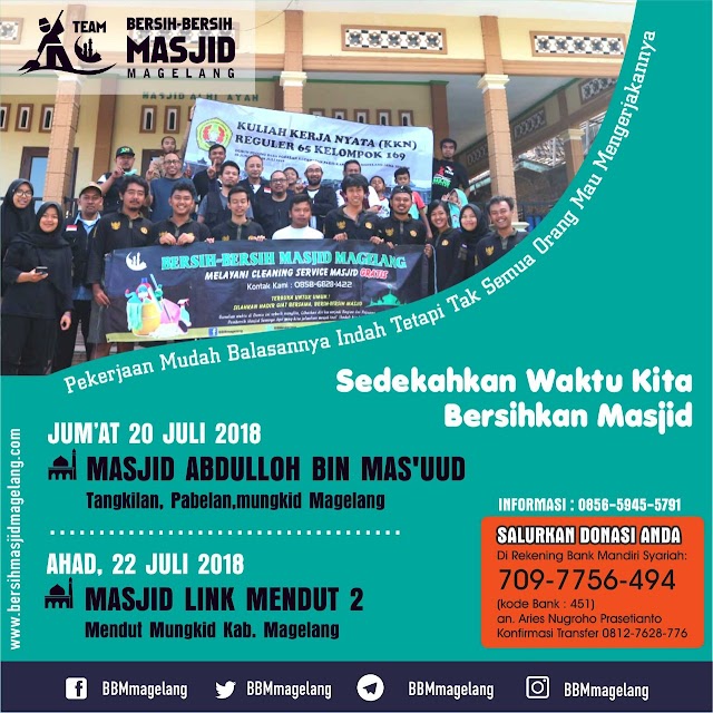 Bergabunglah dalam kegiatan Bersih-bersih Masjid Abdullah bin Mas'ud Tangkilan Pabelan Mungkid Kabupaten Magelang