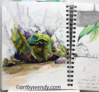 2020 Tree & Rocks - Directional lines can be many shapes and colours.