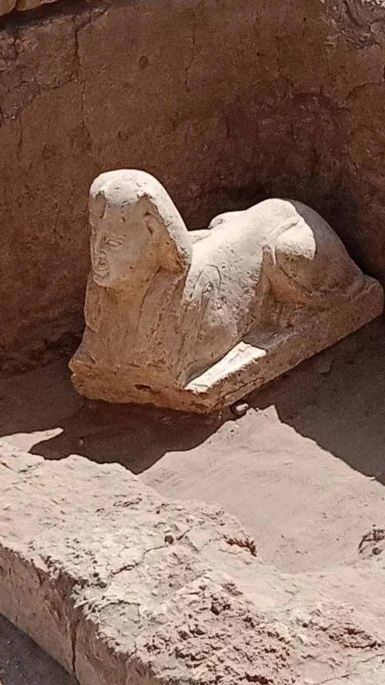 Sphinx in Egypt | The discovery of the smiling Sphinx in Egypt (photos)  The Ministry of Tourism and Antiquities in Egypt announced, on Monday, the discovery of a statue of the Great Sphinx and the remains of Claudius' cabin next to the Dendera Temple in Qena Governorate.    The Egyptian archaeological mission from Ain Shams University, headed by Prof. Mamdouh El-Damaty, former Minister of Antiquities and Professor of Archeology at Ain Shams University, revealed the remains of a limestone cabin dating back to the Roman era, during archaeological excavations in the area east of the Dendera Temple in Qena Governorate, in which a temple of the god Horus was built in the Roman era.    Dr. Mamdouh El-Damaty said that the remains of the cabin are a platform consisting of two levels with a foundation and sloping floors.    He added that during the cleaning work of the basin, a limestone sphinx statue was found representing one of the Roman emperors, wearing the headdress known as the Nemes, with a cobra serpent above his forehead, indicating that the initial examination of the face of the statue indicates that it is likely to be of Emperor Claudius.    Dr. Mamdouh El-Damaty described the statue as wonderfully beautiful, as its face is distinguished by royal features depicted accurately, and a light smile appears on its lips, which have two dimples on both sides, and the remains of yellow and red appear on its face. A painting from the Roman era written in hieroglyphs and demotic was also found below the statue.    The mission will continue excavations in the area of the Horus Temple, east of the Dendera Temple, and in front of the Isis Gate, to uncover the road linking them, according to Dr. Mostafa Waziri, Secretary-General of the Supreme Council of Antiquities in Egypt.    It is noteworthy that the mission had begun excavation work in mid-February, as it conducted a radar survey of the Osirian halls of the Dendera Temple, and a magnetic and radar survey in the area east of the wall surrounding the temple in front of the Isis Gate, with the knowledge of a team from the National Institute for Astronomical and Geophysical Research.