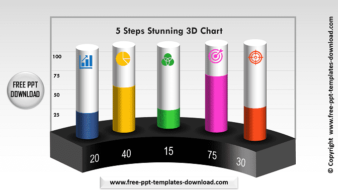 5 Steps Stunning 3D Chart Template Download