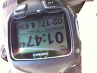Garmin reading: one hour, forty seven minutes, 4.69km.