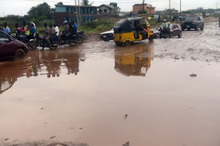 a typical bad road in ogun state